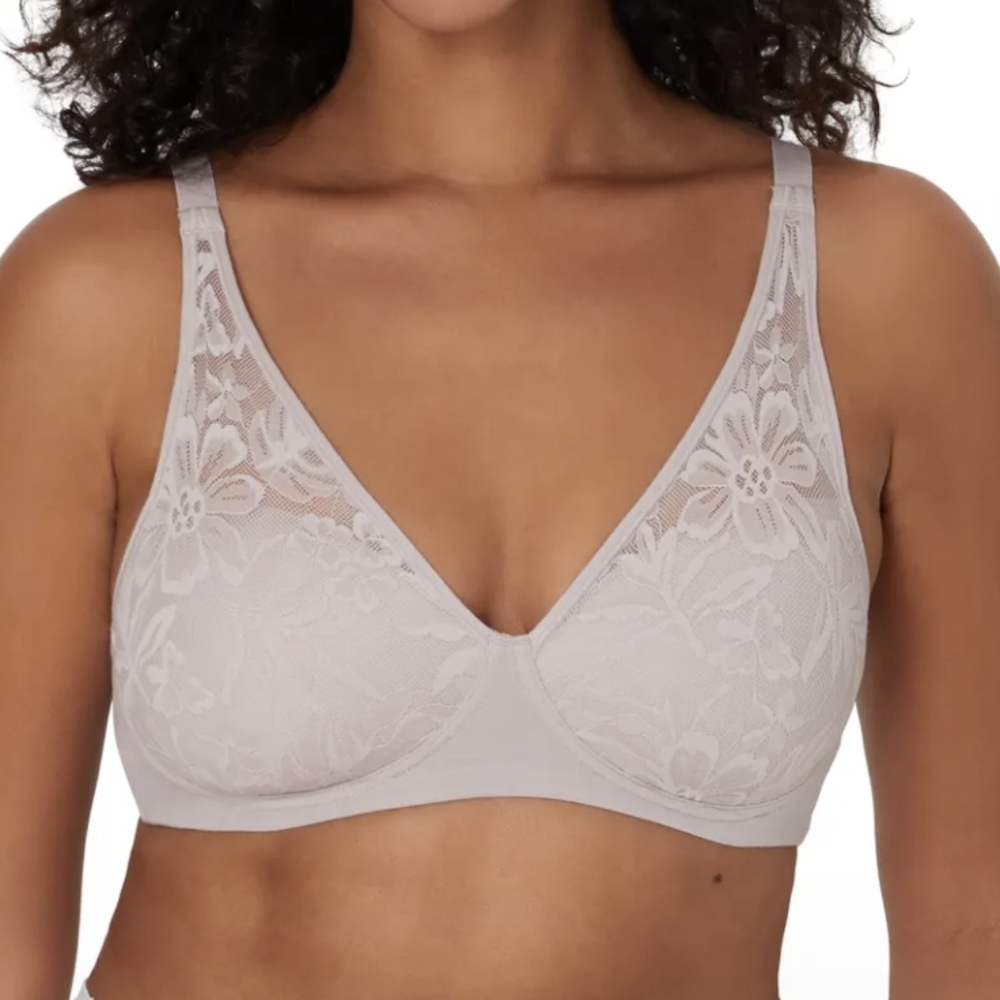 NEW / NWT Bali Floral Lace Bra in Light Mauve Lavender Small